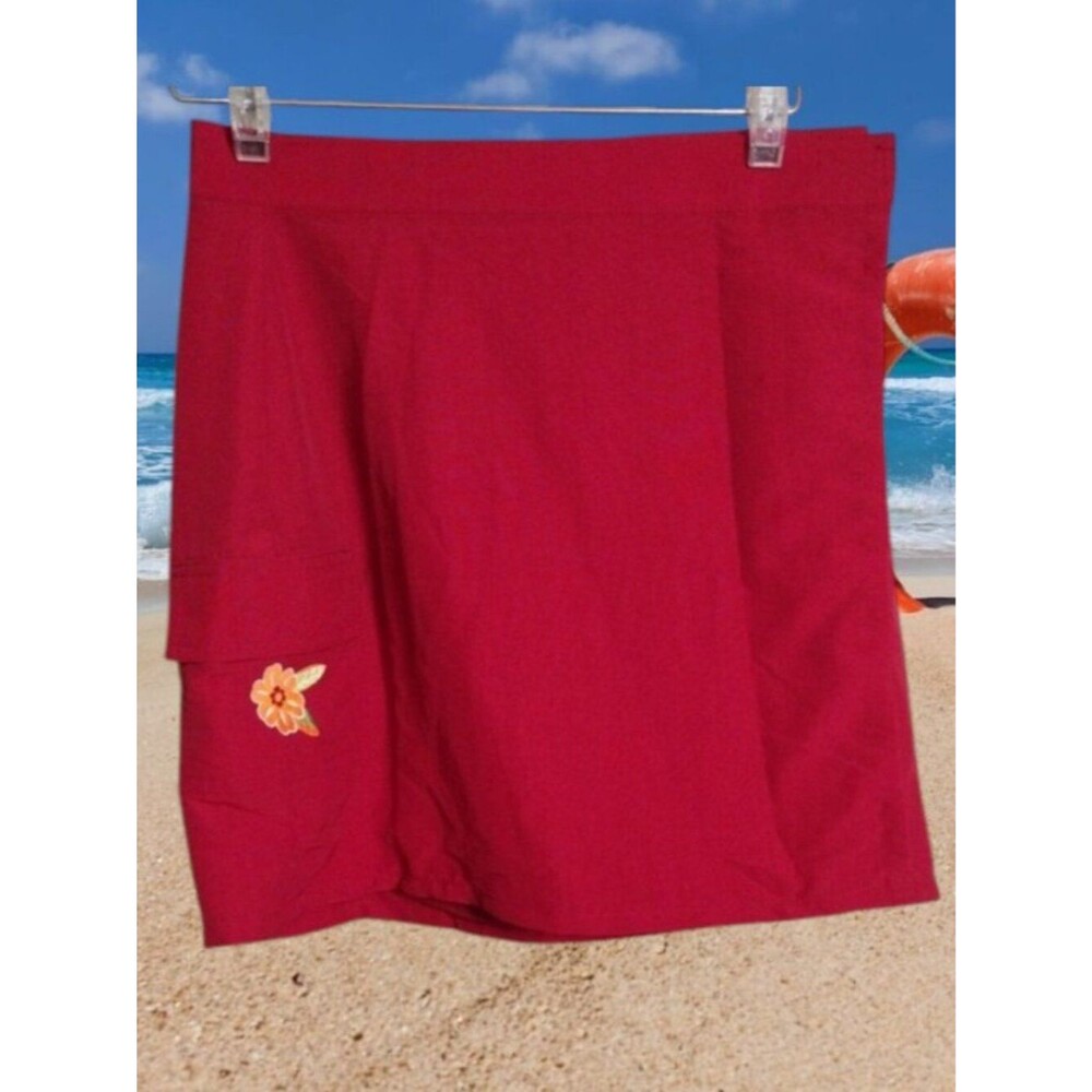 No Boundaries Bright Red Swimsuit Cover Wraparound Skirt Size Medium Juniors